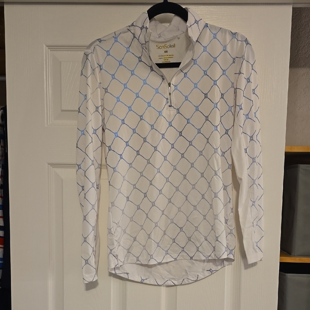 Women's Blue and White Button Down Shirt